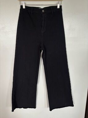 ANNIEWEAR August High Rise Wide Leg Crop Jeans In Black